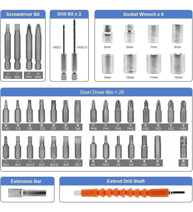Destornillador Inalambrico Electrico 47 En 1 Recargable - Negro