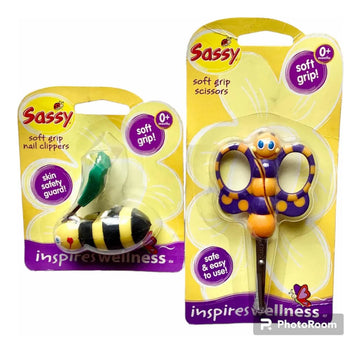Cortauñas Abejita Y Tijeritas Mariposita Bebe Y Niños Set Amarillo Y Negro