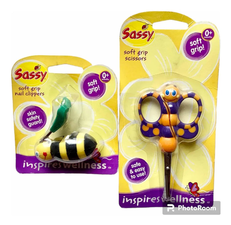 Cortauñas Abejita Y Tijeritas Mariposita Bebe Y Niños Set Amarillo Y Negro