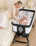 Bassinet 3 En 1 Para Bebé Con Malla, Ruedas Y Altura Ajustab