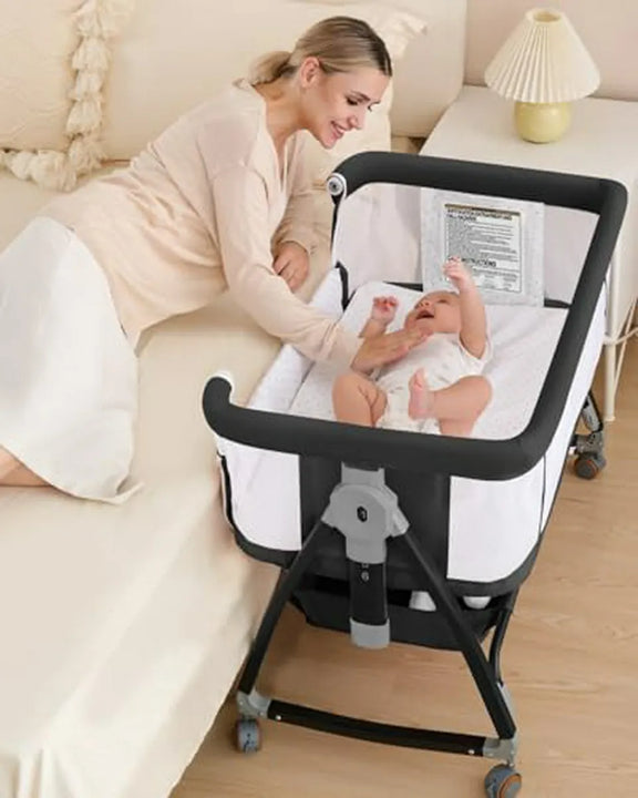 Bassinet 3 En 1 Para Bebé Con Malla, Ruedas Y Altura Ajustab