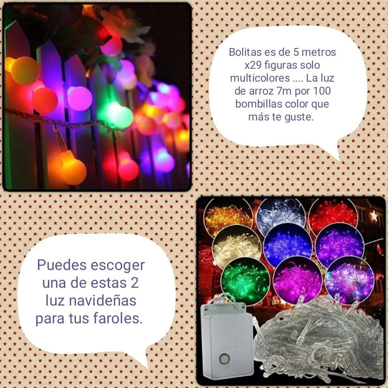 Luz Led Navidad + Faroles Navideños