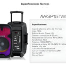 Cabina Aiwa AWSP15TWL Bluetooth Radio Fm Microfono Tripode Color Negro