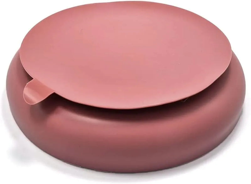 Kit Alimentación Bebe Niño Vajilla En Silicona Plato Babero Color Rosa Liso