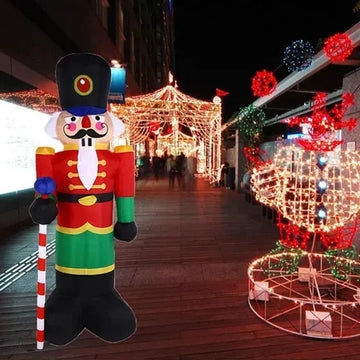 Cascanueces Inflable Navideño Con Luz Led Incorporada, Blanco