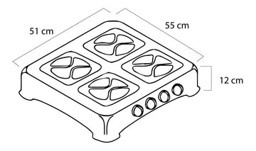 Estufa De Mesa A Gas Natural Sueco 4 Puestos Negro