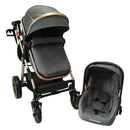 Coche de paseo Happy Baby Alizze travel system gris con chasis color dorado