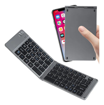 Teclado Inalambrico Bluetooth Plegable Para Pc Cel Letra Ñ Teclado Gris Idioma Inglés Internacional