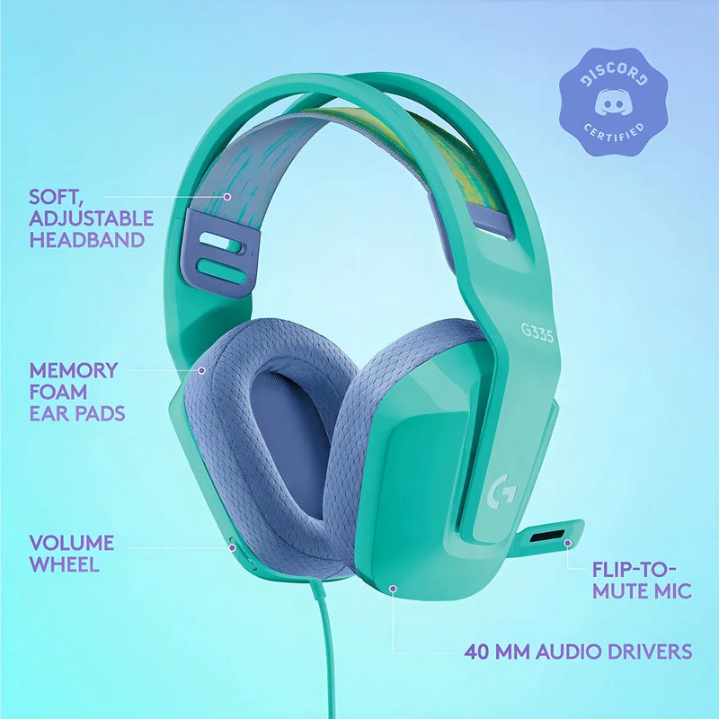 Fone de ouvido over-ear sem fio Logitech G G Series G335 981-001023 mint