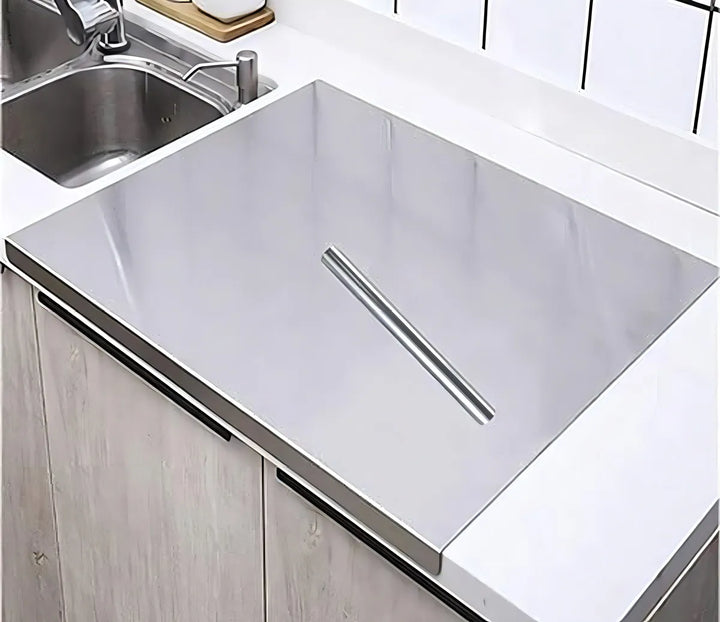 Tabla De Corte De Acero Inoxidable Myoyay Con Borde Y Rodill