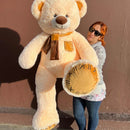Oso De Peluche Gigante Metro Y Medio 1,50 +moño + 5 Globos Mantequilla