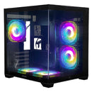 Gabinete Chasis Para Pc Gamer Pecera Argb Negro + 5 Cooler