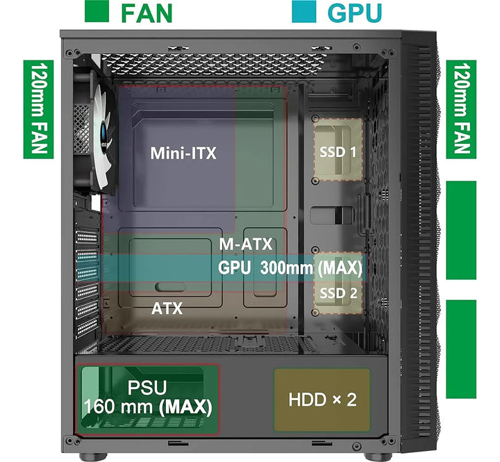 Caja De Pc Morovol Preinstalada 4 Ventiladores Rgb, Caja De