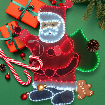 Papá Noel Navidad Luz Led Luces Navideñas Rojo, Blanco Y Verde