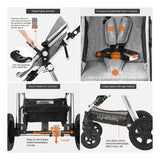 Coche De Bebe Para Recien Nacidos 2 En 1 Con Moisés 0 Meses Gris