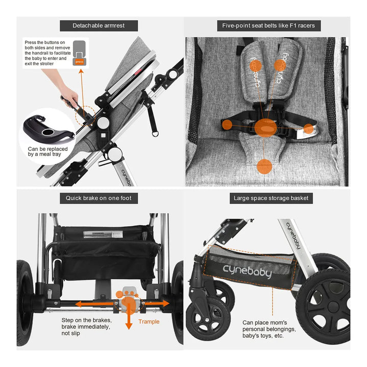 Coche De Bebe Para Recien Nacidos 2 En 1 Con Moisés 0 Meses Gris