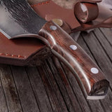 Cuchillo Vikingo Acero Profesional Carnicero Hacha + Funda