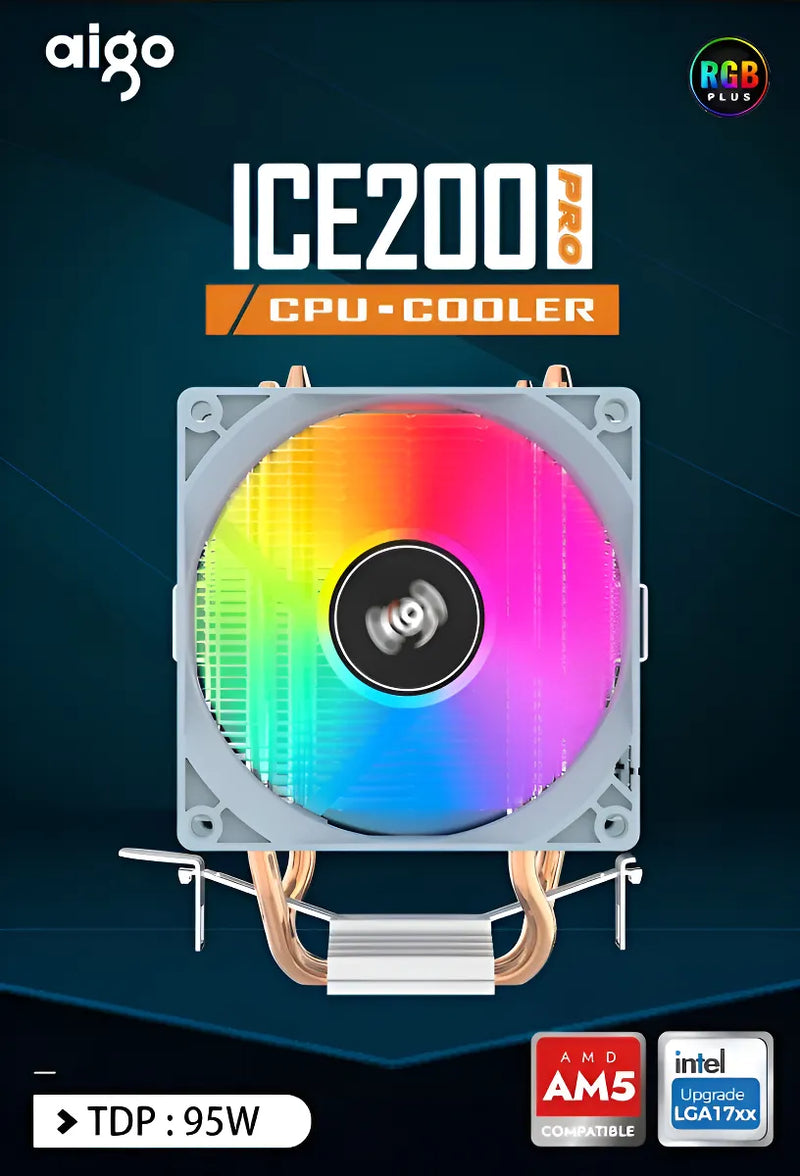 COOLER CPU AIGO ICE200PRO RGB para procesadores Intel y Amd