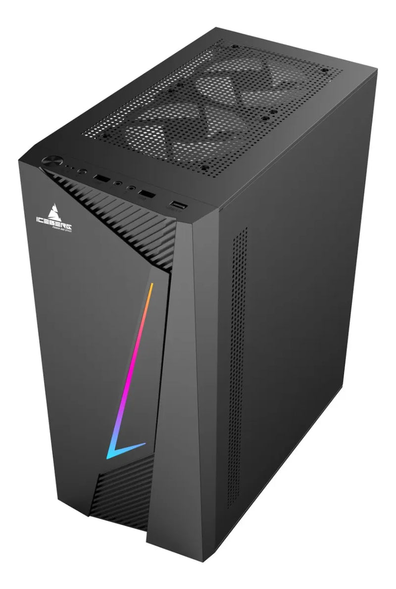 Torre Gabinete Caja Gamer Iceberg Flux Elite + 1 Ventilador Negro