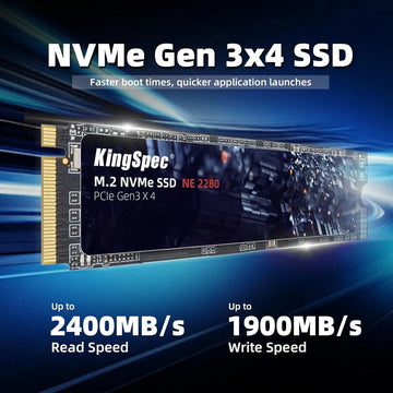 Unidad De Estado Sólido De 1tb Kingspec M.2 Nvme Gen3x4 2280 Negro