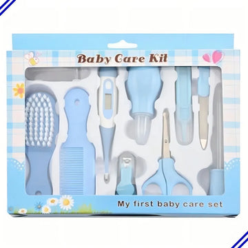 Kit de Higiene para Bebé Recién Nacido 10 Piezas Cepillo Peine Termómetro Color Azul