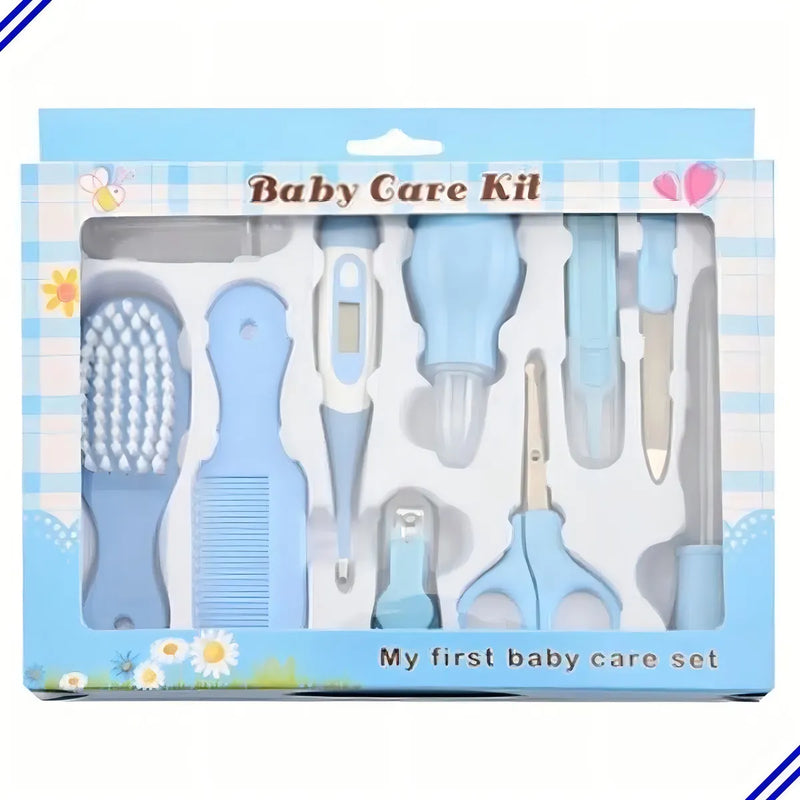 Kit de Higiene para Bebé Recién Nacido 10 Piezas Cepillo Peine Termómetro Color Azul