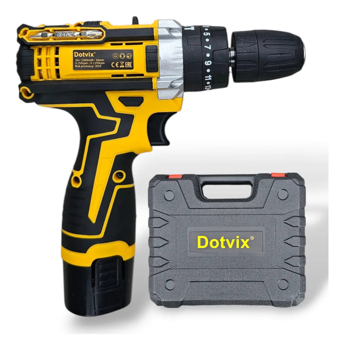 Taladro Inalámbrico 18v Percutor 10mm Amarillo 2 Velocidades 50 Hz/60 Hz