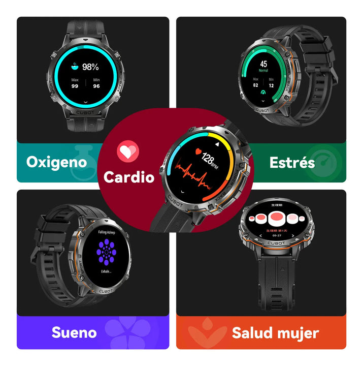 Cubot Smartwatch Reloj Inteligente X3 Bluetooth Llamada 1.73 Impermeable Negro