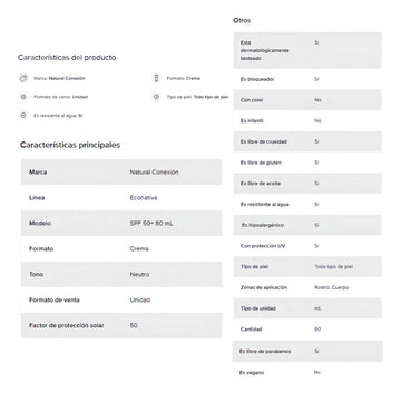 Antisolar Bloqueador Protector Solar Natural Mate Orgánico Mineral Sin Químicos Sin Olor No Comedogénico Piel Grasa Sensible Hipoalergénico Facial Para La Cara Bebés Econativa By Natural Conexion 80mL