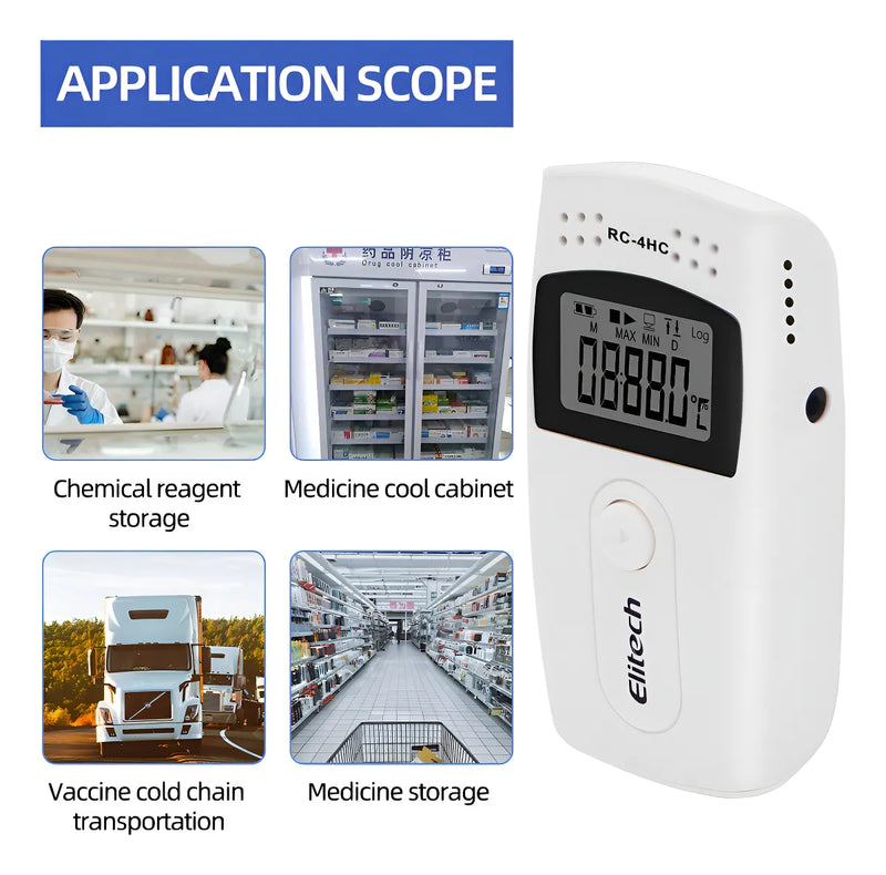Data Logger Elitech Rc-4hc Temperatura Humedad Digital