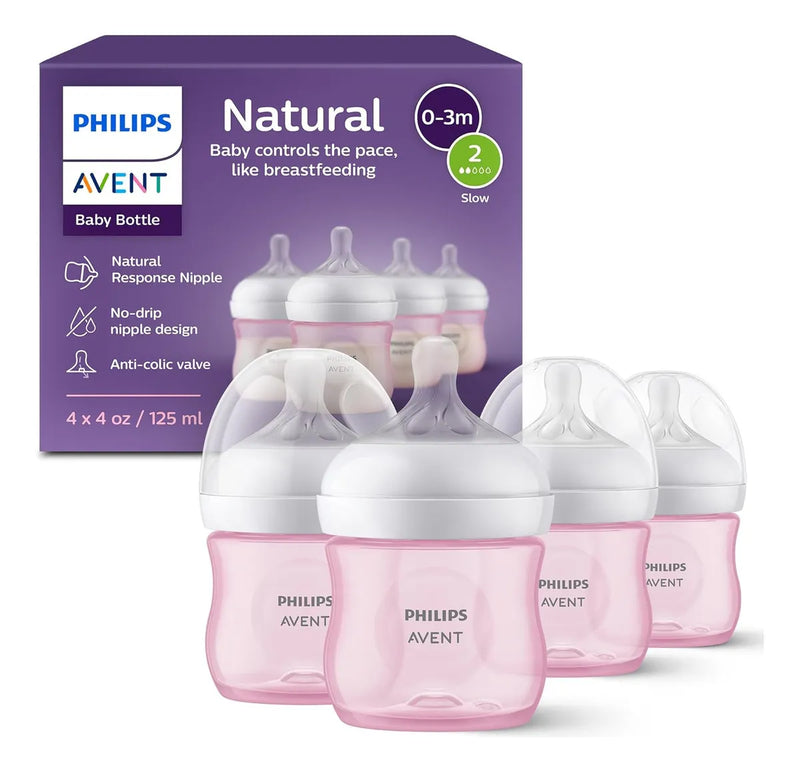 Philips Avent Biberón Con Boquilla Natural Rosa Pack De 4 Un Color Rosado Biberón Ventilado