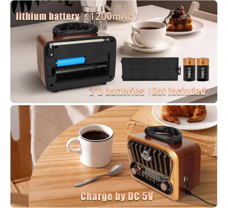 Radio Multibandas Retro Solar Excelente Sonido Y Sintonia Café