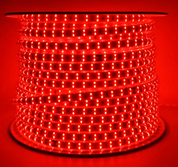 Manguera Navideña Plana Roja 180 Led Mt Rollo 50mt 110v Ip65 Rojo