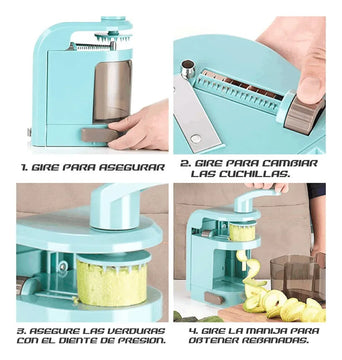 Cortador Vegetales Espiral Rallador Verdura Spaguetti 4 En 1