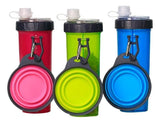 Vaso Portatil Croquetas Agua Mascotas Plato Plegable 2 En 1 Color Verde