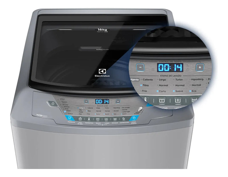 Lavadora Electrolux carga superior 16Kg premium care gris EWIX16F3ESG