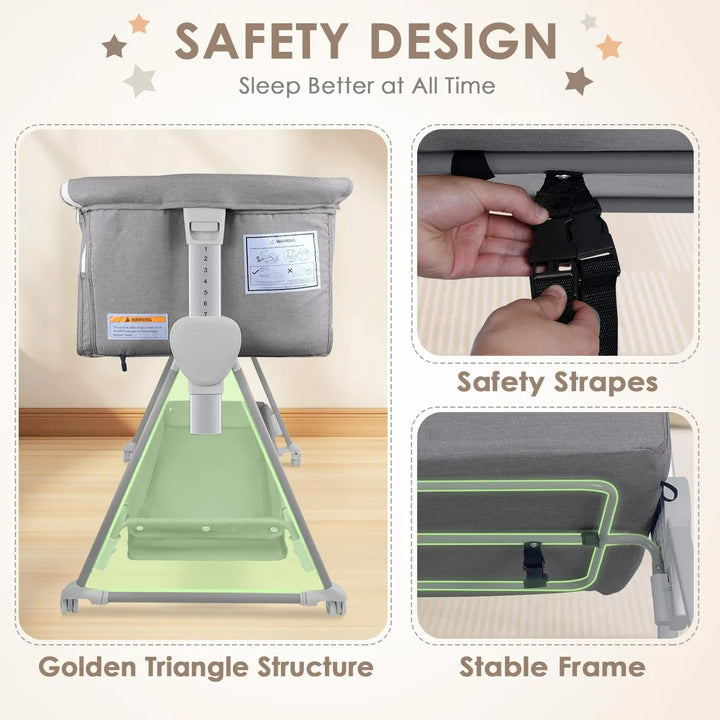 Cuna Portátil Ajustable Con Ruedas Y Colchón Para Bebé