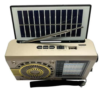 Radio Portátil 3 Bandas Retro Parlante Linterna Carga Solar Diseño