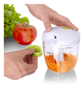 Maxi cortador, picador y mezclador manual 900 ml Chef Master con cuchillas intercambiables blanco y verde