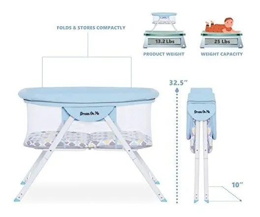 Sueño En Mí Amapola Viajeros Cuna Portátil En Brown Y Azul.