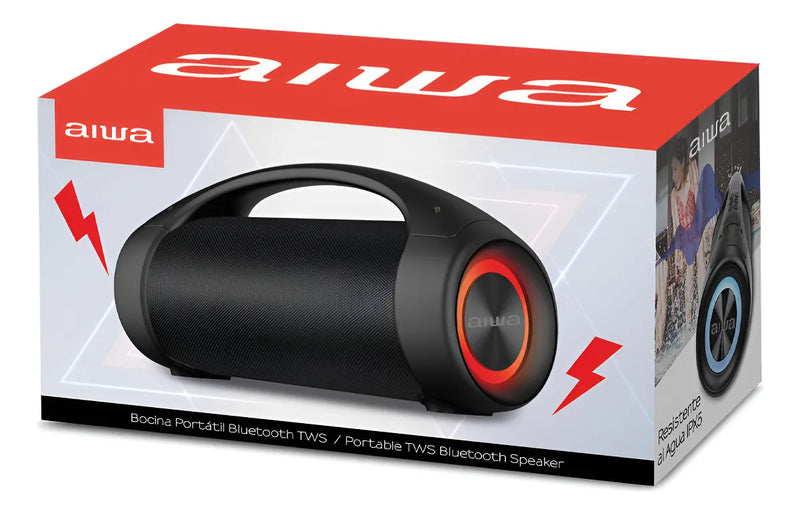 Parlante AIWA Bluetooth Portatil AWS600BT 50W RMS Boombox Color Negro