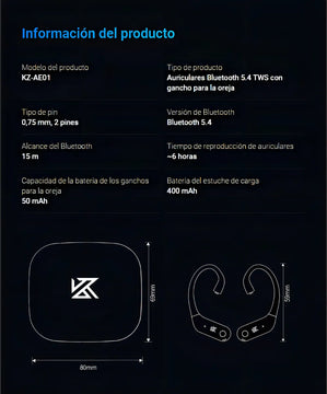 Modulo Kz Ae01 Gancho Inalámbricos Bluetooth 5.4 C Pin Color Negro Luz Negro