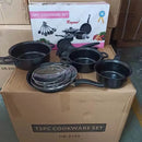 Set De Utensilios De Cocina Ollas Y Sartenes 13 Piezas Negro