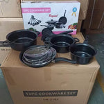 Set De Utensilios De Cocina Ollas Y Sartenes 13 Piezas Negro