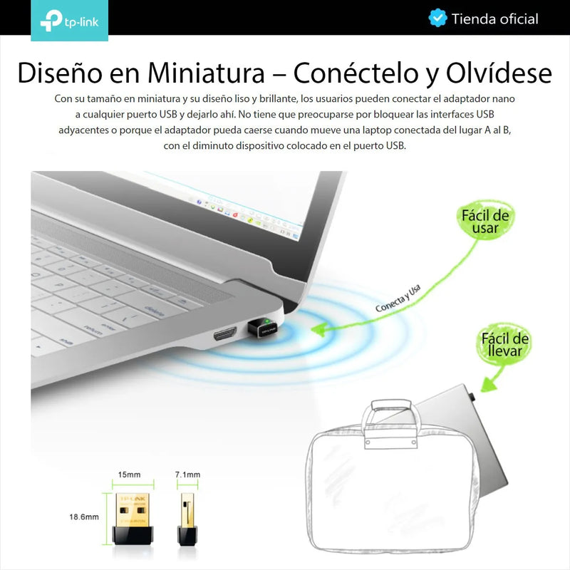 Tp-link, Tarjeta De Red Usb Nano Wifi 150mbps, Tl-wn725n