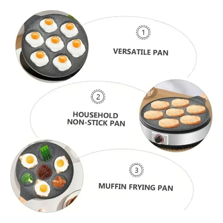 Sarten Antiadherente 7 Puestos Para Huevos Arepas Pancakes Gris