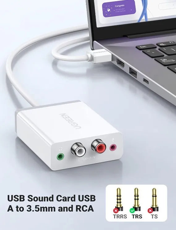 Adaptador De Audio De Tarjeta De Sonido, Ugreen