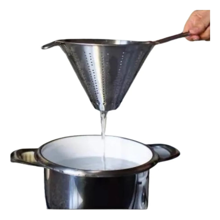 Colador Chino 12acero Inoxidable14cm Agujeros Metalico Hoyos Plateado