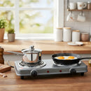 Fogon Estufa Electrica Portatil Gris Negro Cafe 2 Puestos Quemadores Potencia 2000w Cocina Compacta Resistente Hogar Oficina Viajes Camping Practica Rapida Segura Limpieza Sencilla
