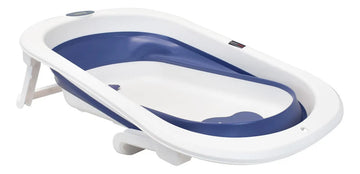 Bañera Plegable Con Soporte Y Cojín Stand Happy Baby Color Azul